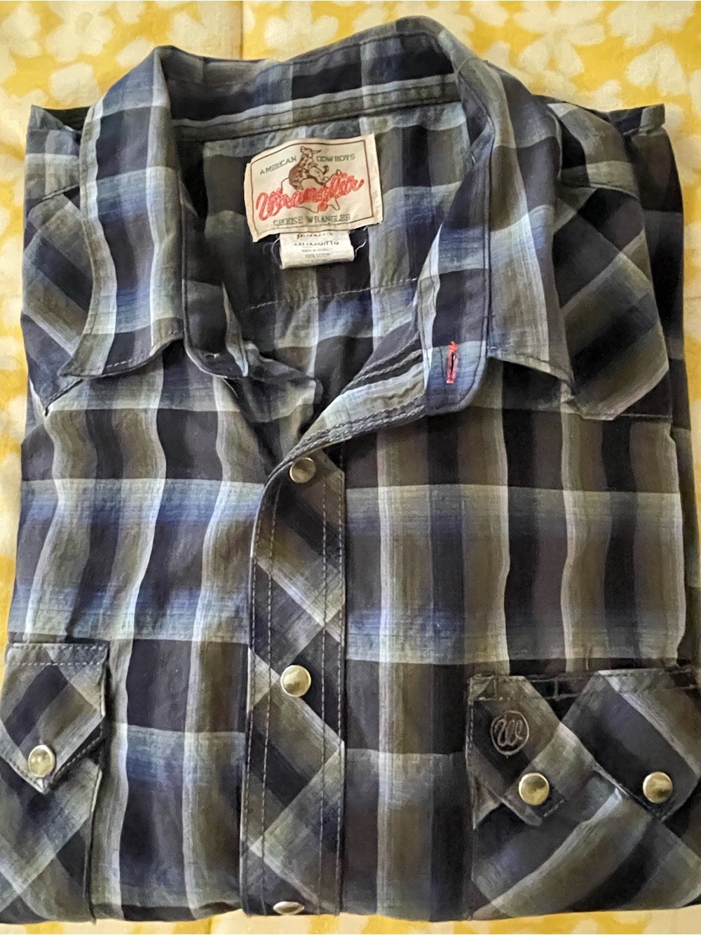 Vintage Wrangler American Cowboys Pearl Snap Plaid Western Shirt XXL